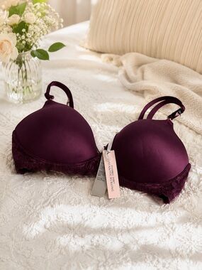 Victoria's Secret Deep Purple Lace Bra Maternity Nursing 34C